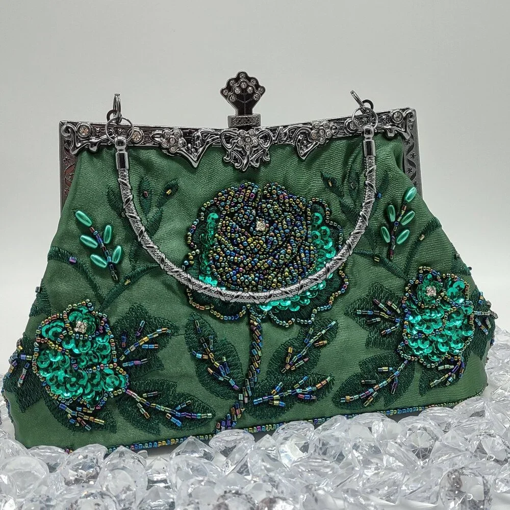 Vintage Floral Embroidered Clutch Handbag - Picture 1 of 8